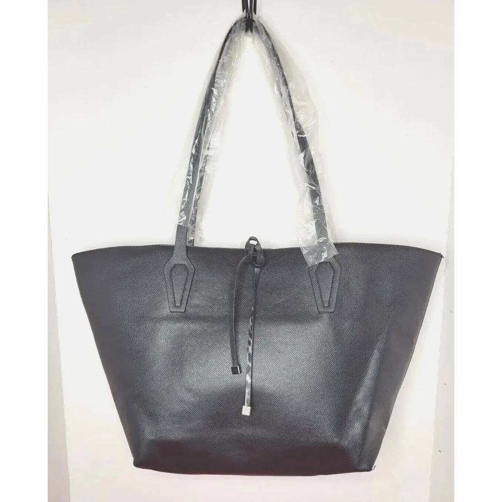 Black Faux Leather Tote Bag Satchel New Shopping Travel‎ Purse Handbag New